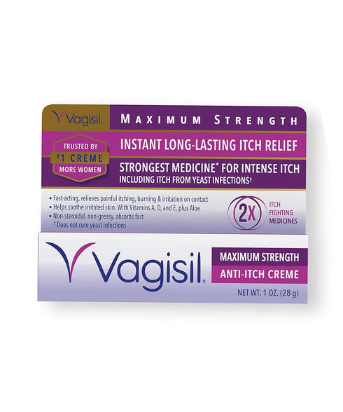 Vagisil Maximum Strength Feminine Anti-Itch Cream with Benzocaine for Women, Helps Relieve Yeast Infection Irritation, Gynecologist Tested, Fast-a...