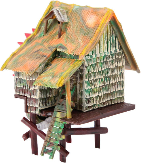 DAUERHAFT Aquarium Windmill, Aquarium Decorations Big Water Wheel Landscaping Pneumatic Aerated Waterwheel Hut Resin for Fish Tank Landscaping Dec...
