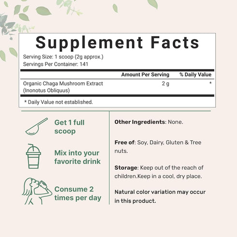 Micro Ingredients Organic Chaga Mushroom Extract, 10 oz | 100:1 Wild Harvested | Supports Immune & Antioxidant Defense | Great for Tea & Smoothies...