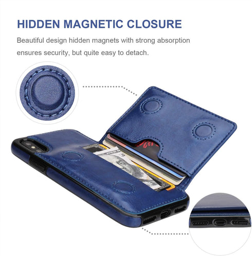 KIHUWEY Compatible with iPhone Xs/X Wallet Case Credit Card Holder, Premium Leather Kickstand Durable Shockproof Protective Cover for iPhone X/Xs ...