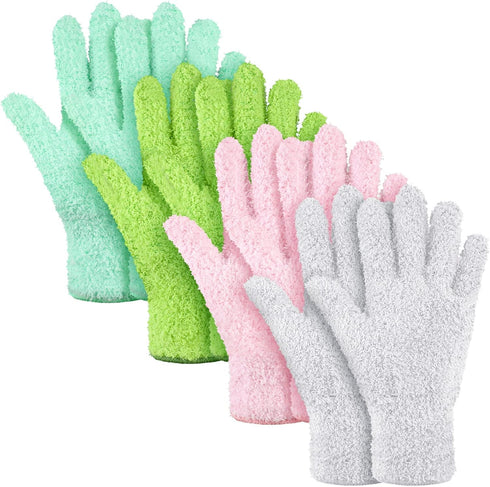 Bencailor 4 Pairs Microfiber Dusting Gloves Washable Reusable Cleaning Gloves Mittens for Plants House Cleaning Car Blinds...
