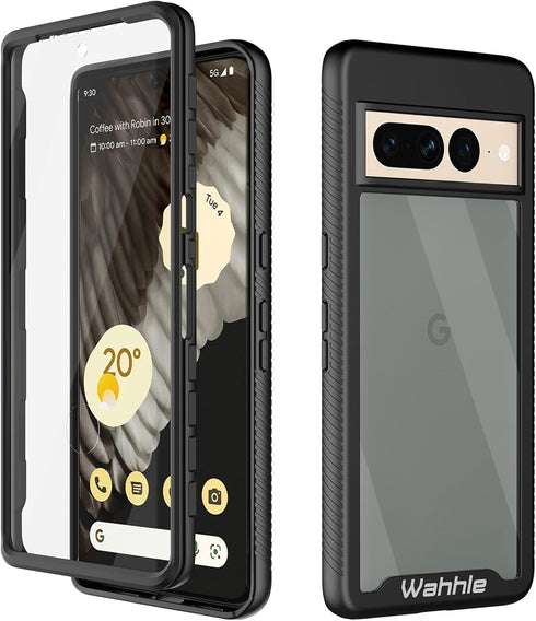 wahhle Google Pixel 7 Pro Case, Built in Screen Protector Full Body Shockproof Slim Fit Bumper Protective Phone Cover for Pixel 7 Pro Men Women-Bl...