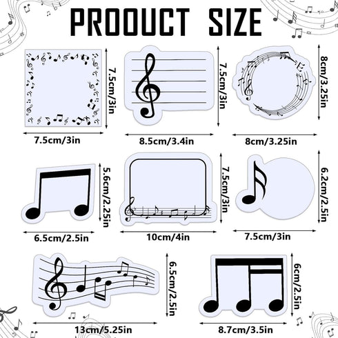 Whaline 960Pcs Music Themed Sticky Notes White Black Musical Self-Stick Notes 8 Designs Musical Notes Message Reminder Pads for Annotating Books O...