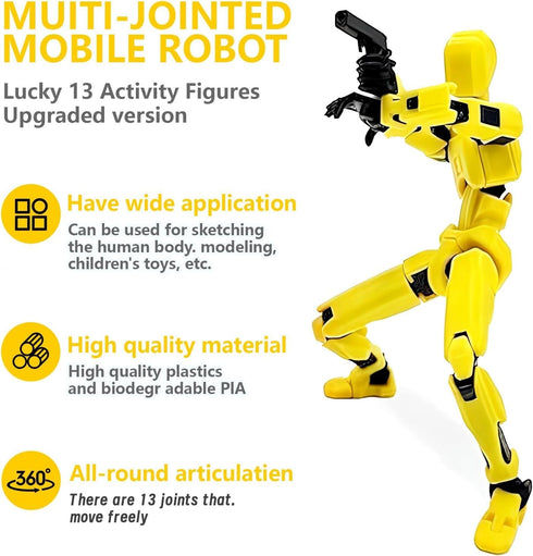 3PCS Titan 13 Action Figure, Titan 13 Action Figure, 3D Printed Multi-Jointed Movable Action Figure Lucky Action Figures for Game Lovers (Red yell...