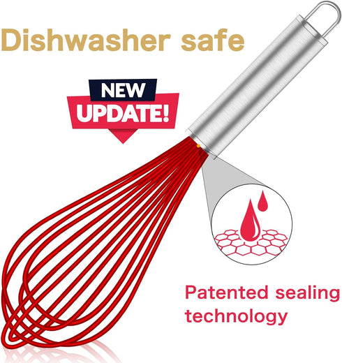 Silicone Rubber Whisk,Premium Whisks For Cooking Non Scratch,Stainless Steel & Silicone Wisk For Nonstick Cookware Pans, High Heat Resistant kitch...