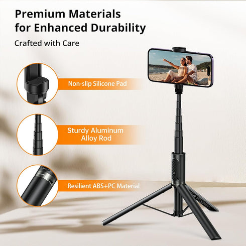 ATUMTEK 55" Selfie Stick Tripod, All-in-one Extendable Aluminum Phone Tripod with Rechargeable Bluetooth Remote for iPhone, Samsung, Google, LG, S...