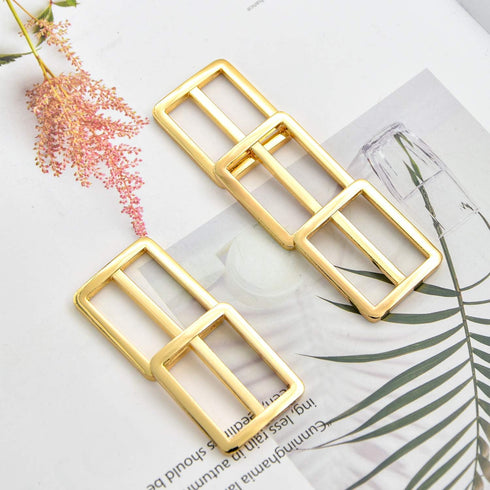 10pcs Metal Slide Tri-Glide Buckle Webbing Strap Adjustable Buckle Fasteners for Strap Keeper Leathercraft Bag Belt Bags DIY Accessories (Light Go...