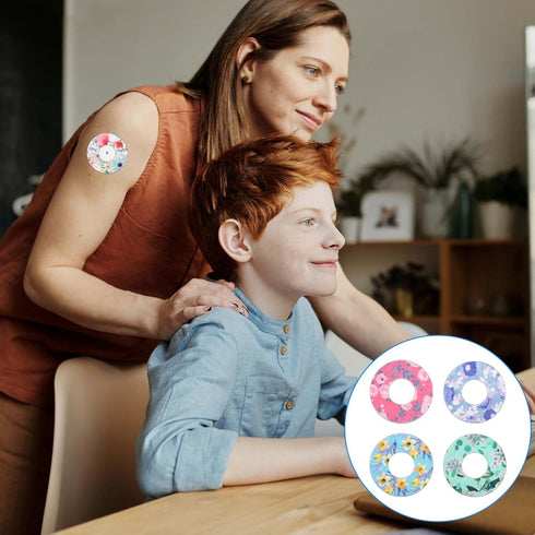 25pcs Sensor Covers for Libre 1/2, Waterproof Flower Pattern Blood Sugar Monitor Patch Adhesive Patches Sensor Sticker Accessories Compatible with...
