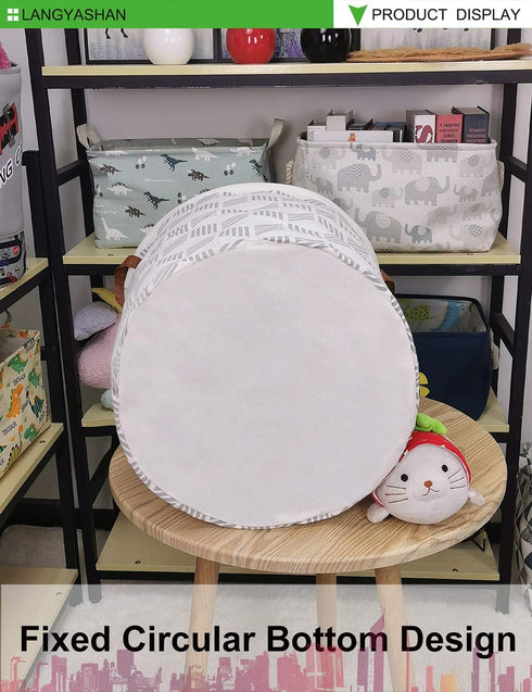 LANGYASHAN Laundry Basket Canvas Fabric Collapsible Organizer Basket for Storage Bin Toy Bins Gift Baskets Bedroom Clothes Children Nursery Hamper...