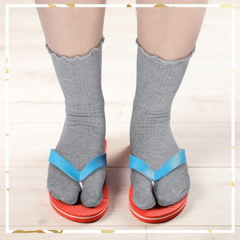 Bencailor 6 Pairs Tabi Split Toe Socks Ruffle Frilly Tabi Socks Elastic Cotton Sandal Socks for Men Women...