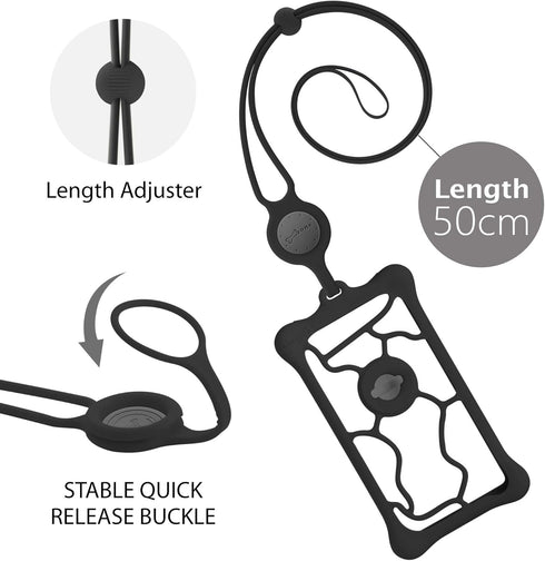 BONE? Lanyard Phone Bubble Tie 2, Universal Phone Anti-Shock Bumper Case, Adjustable Neck Strap w/Phone Ring Holder for Apple iPhone 12, Samsung G...