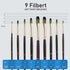 Falling in Art 9 PCS Filbert Brushes Set, Professional Nylon Paint Brushes, Long Handle Artist Brush for Watercolor, Acrylic, and Oil Painting...