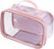 Large clear travel pouch,TSA approved toiletry reusable organizer with zipper proof purse makeup case carry On (Pink)...