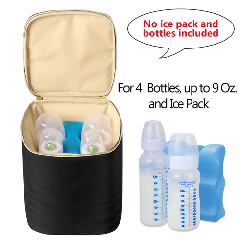 Teamoy Breastmilk Cooler Bag, Baby Bottles Bag for up to 4 Large 9 Ounce Bottles, Perfect for Working Mom Mother, (Bag ONLY), Black...