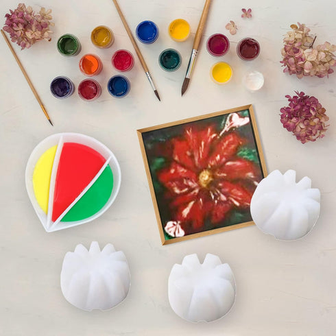6Pcs/Set Flower Pour Cups Silicone Split Cup for Paint Pouring Acrylic Pouring Flower Strainers Fluid Art Pour DIY Resin Molds for Making Painting...