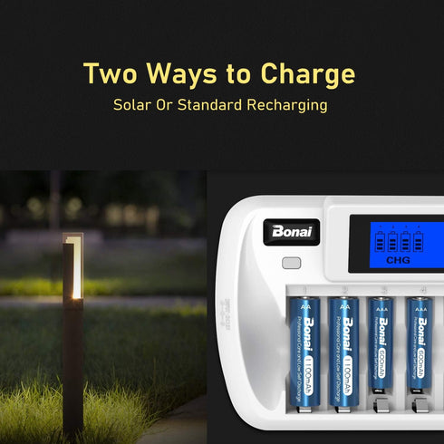BONAI Solar AAA Rechargeable Batteries 1.2V 600mAh_20 Packs_ Triple AAA NiMH Battery Solar Batteries for Solar Garden Lights for Solar Lights, Gar...