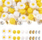 Craftdady Daisy Flower Silicone Focal Beads Kit 30Pcs 15mm Round Beads Yellow White Glass Rhinestone Spacer Beads for Spring Crafts DIY Beadable P...