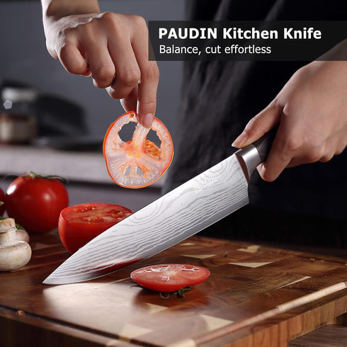 PAUDIN Chef Knife, 8 Inch High Carbon Stainless Steel Sharp Kitchen Knife with Ergonomic Handle, Gift Box for Family & Restaurant...