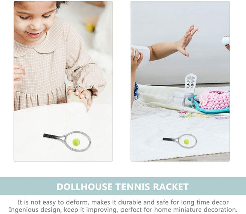 LIFKOME 1 Set Dollhouse Tennis Racket Miniature Tennis Racquet Kid Mini Tennis Toy Tool Toys Miniature Dollhouse Items Kidcraft Playset Mini House...