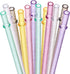 Dakoufish BPA-Free 12 Piece 11 Inch Reusable Clear Plastic Glitter Sparkle Drinking Straw Plus one Cleaning Brush (6color,11inch)...