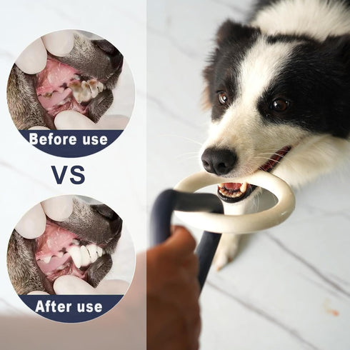Interactive Durable Dog Chew Toys for Aggressive Small Medium Large Breed Chewers Indestructible Rubber Scented Chewing Triangle Ring Pull Dog Toy...