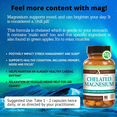 Chelated Magnesium Capsules - Supports Nerve and Muscle Function - 90 Capsules - by Suzy Cohen, RPh...