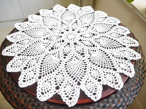 Damanni Cotton Handmade Crochet Lace Tablecloth Doilies Doily,Round,White,20 Inch,2PC...
