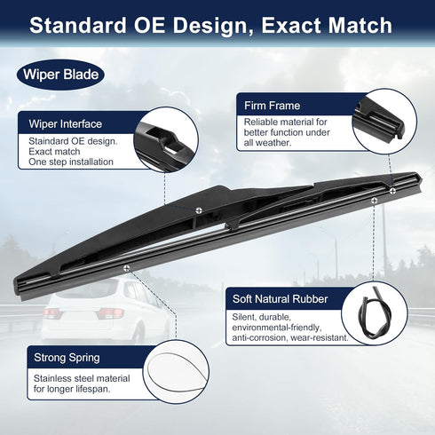 X AUTOHAUX Rear Windshield Wiper Blade Arm Set 255mm 10" for Toyota RAV4 2013-2018...
