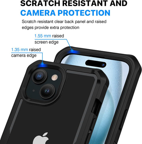 CENHUFO iPhone 15 Case, with Built-in Anti Peep Tempered Glass Privacy Screen Protector and Camera Lens Protective, Full Body Shockproof Clear Cov...