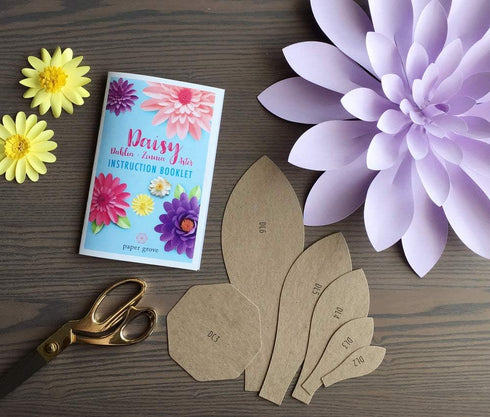 Paper Daisy, Dahlia, Zinnia, and Aster Template Kit 5" - 18" Leaf Templates Instruction Book Included for DIY Paper Flowers...