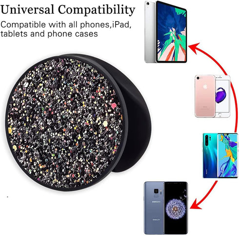 New Version Phone Holder 3 Pack Black Purple Pink Glitter Art Expanding Grip Stand Finger Holder for Smartphone and Tablets...