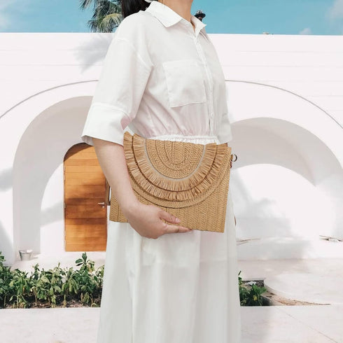 YYW Straw Handbag Straw Clutch Straw Shoulder Bag for Women Summer Beach Cruising Envelope Clutch Raffia Bag...