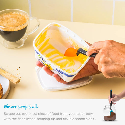 Dreamfarm Mini Supoon Non-Stick Sit-Up Silicone Scraping Cooking Spoon, Jar Scraper Measures 5ml Tsp - 8" Dreamfarm Blue...
