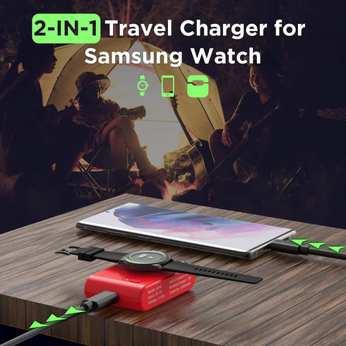 Portable Watch Charger for Samsung,2000mAh 2-in-1 Magnetic Samsung Watch Charger,Travel Wireless Power Bank,Galaxy Watch Charger for Galaxy Watch ...