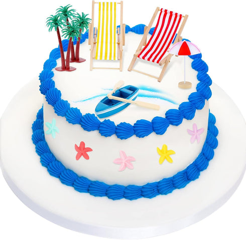 25 Pcs Beach Miniature Dollhouse Decoration, Umbrella Palm Chair Miniature Toys Garden Decorations Dollhouse Outdoor Accessories Beach Decorations...