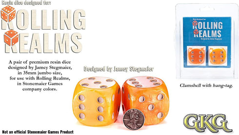 Gate Keeper Games Rolling Realms Premium Dice Set - Pair of 35mm Epic Dice, Gate Keeper Games, Jumbo Resin d6s for Use with Stonemaier Games' Roll...