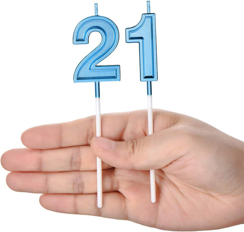 21st Birthday Candles Cake Numeral Happy Birthday Cake Candles Topper Decoration for Wedding Anniversary Celebration Favor(Blue)...