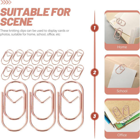 100 Pcs Rose Gold Love Heart Shaped Paper Clips, 0.78inch Cute Mini Paperclips for Office School Home Desk Organizers Clips, Clamps and Rings...
