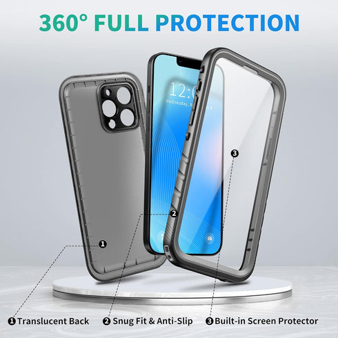 SPORTLINK Compatible with iPhone 13 Pro Waterproof Case - Built in Screen Protector Full Body Shockproof Dustproof IP68 Waterproof Case for iPhone...