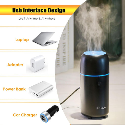 Humidifiers Car Diffusers for Essential Oils USB Car Humidifier Aromatherapy Diffusers with 7 Color Flame Lights for Car Home Office Gift (Black)...