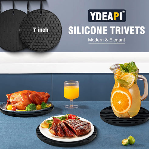 Trivets for Hot Dishes, Multi-Purpose Silicone Trivet, Heat Resistant Pot Holder, Hot Pads for Kitchen, Quartz Countertops, Hot Pots and Pans, 4 P...