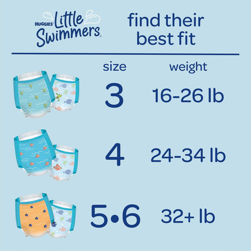 Huggies Little Swimmers Disposable Swim Diapers, Size 5-6 (32+ lbs), 17 Ct...