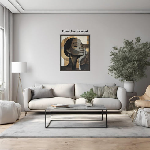 Posterizer 1 pcs-African woman with gold hoop-chic art-Afro-American Art Collection-Abstract & Modern Art-Chic Home Decor- unframed wall art...
