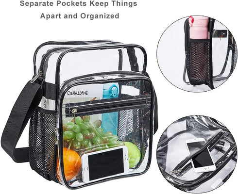 Clear Bag Stadium Approved, Clear Crossbody Messenger Shoulder Bag with Adjustable Strap for Concerts, Sports Events...
