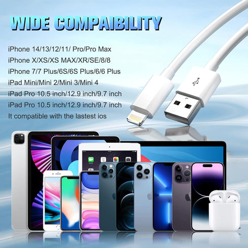 IDISON [MFi Certified iPhone Charger 3Pack 6FT, iPhone Charging Cable USB Fast Charging Cable High Speed Transfer Cord Compatible for iPhone/Pads....