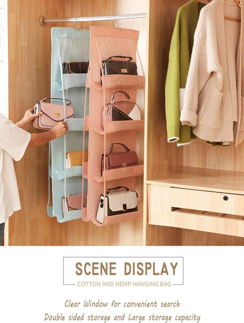 AARAINBOW 1 Pack Hanging Handbag Purse Organizer, Hand Bag Organizer Space Saving, 8 Pockets Wardrobe Organizer, Purse Holder for Closet, 46 L x 1...