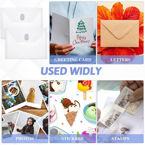 Document Folders, 12 Pack Clear Die & Stamp Storage Bag 7.5 x 5.5 inch Transparent Plastic Envelopes with Closure Waterproof Poly Envelope File Ho...