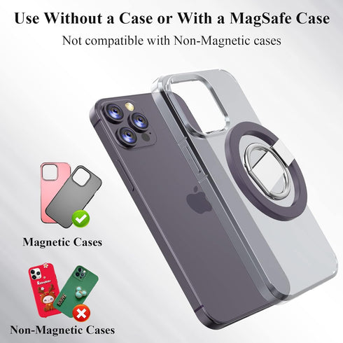 Magnetic Phone Grip, Magnetic Phone Ring Holder for iPhone 14 13 12 MagSafe Accessories 360° Adjustable Kickstand Only for iPhone 14/13/12 Pro Max...