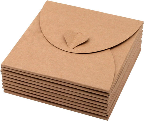 25Pcs Retro Brown Kraft Paper CD DVD Sleeves Envelopes DVD Cardboard Storage Cases Keepers Holder with Heart Button for CD/DVD Packaging or Store...