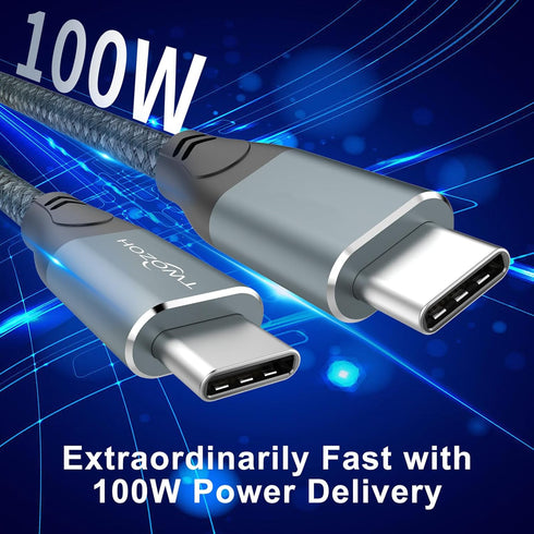 Twozoh USB C to USB C 3.2 Gen 2 Cable 20Gbps Data Transfer 100W PD Fast Charging 4K Video Output Monitor Cord (10FT, Grey)...
